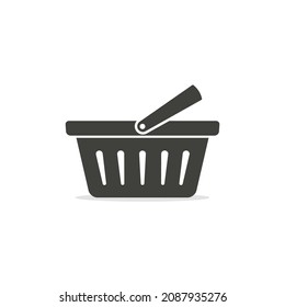 Shopping basket vector icon, isolated flat black symbol.