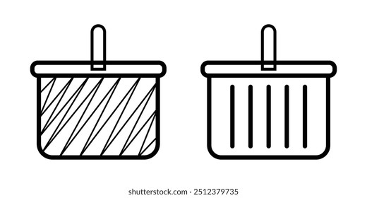 Shopping Basket Vector Icon isolated on white background. e-shop concept, shopping basket icon sign, pictogram supermarket basket ,store container. product carry object, grocery basket. design eps 10