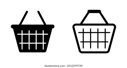 Icono del Vector de la cesta de la compra aislado en el fondo blanco. concepto de tienda electrónica, signo del icono de la cesta de la compra, cesta del supermercado del pictograma, contenedor de la tienda. objeto del transporte del producto, cesta de la compra. diseño eps 10