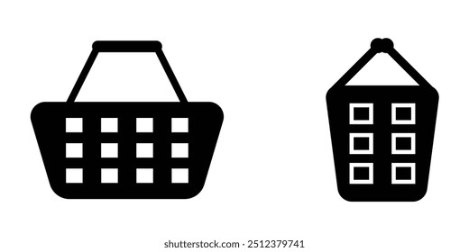 Shopping Basket Vector Icon isolated on white background. e-shop concept, shopping basket icon sign, pictogram supermarket basket ,store container. product carry object, grocery basket. design eps 10