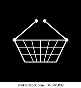 shopping basket vector icon isolated on black