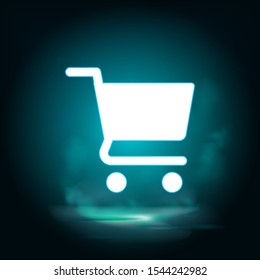 Shopping, basket vector icon. Lighting blue smoke neon icon. Shopping, basket vector