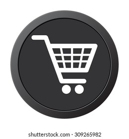 shopping basket - vector icon, on a grey button