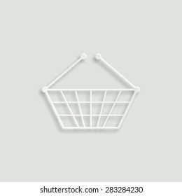 shopping basket vector icon - paper illustration