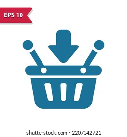 Icono del vector de la cesta de compras. Icono alineado en píxel profesional en estilo glifo.
