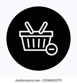 Ícone De Vetor De Cesta De Compras, Remover Da Cesta, Comprando Com Sinal De Cesta. 