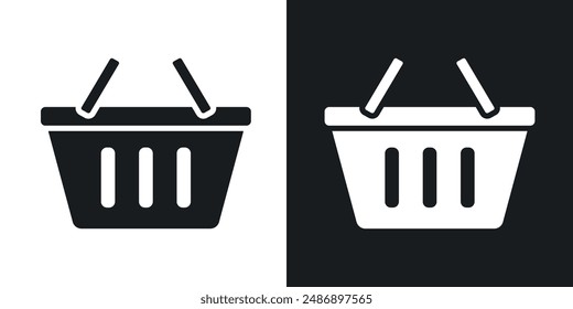 Warenkorb Vektorgrafik Icon Set in massiver Schwarz-Weiß Farbe