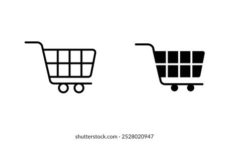 Ícone de vetor de cesta de compras definido em preto e branco.