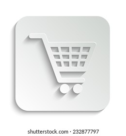 shopping basket - vector icon with shadow on a grey button