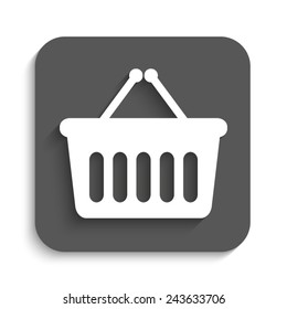 shopping basket - vector icon with shadow on a grey button
