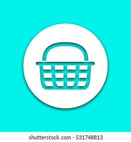 Shopping basket vector icon with shadow. Round button for website and mobile app illustration. Background easily be changed to any color.