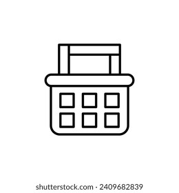 Shopping Basket Vector Icon for Shops and Stores. Suitable for books, stores, shops. Editable stroke in minimalistic outline style. Symbol for design 