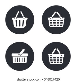 Shopping basket  - vector icon in white  on a black background.