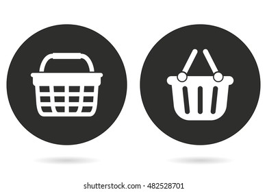 Shopping basket vector icon. White illustration isolated on black background for graphic and web design.