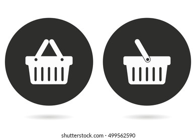 Shopping basket vector icon. White illustration isolated on black background for graphic and web design.