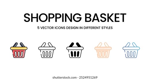Conjunto de iconos vectoriales de cesta de la compra listos para usar App casados y móviles.