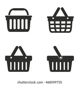 Shopping basket vector icons set. Illustration isolated on white background for graphic and web design.