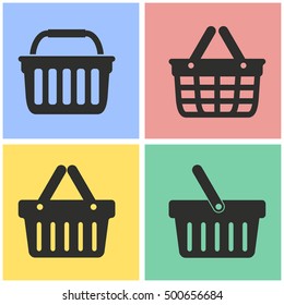 Shopping basket vector icons set. Illustration isolated for graphic and web design.