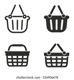 Shopping basket vector icons set. Illustration isolated for graphic and web design.