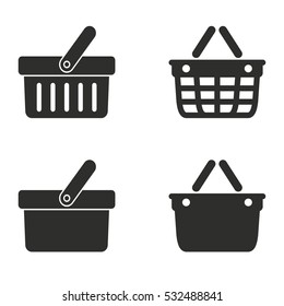 Shopping basket vector icons set. Illustration isolated for graphic and web design.