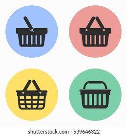 Shopping basket vector icons set. Illustration isolated for graphic and web design.