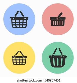 Shopping basket vector icons set. Illustration isolated for graphic and web design.