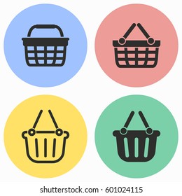 Shopping basket vector icons set. Illustration isolated for graphic and web design.
