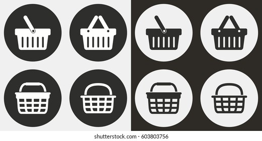 Shopping basket vector icons set. Illustration isolated for graphic and web design.