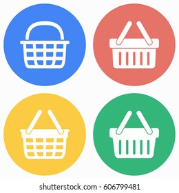 Shopping basket vector icons set. Illustration isolated for graphic and web design.