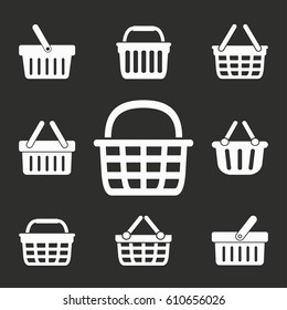 Shopping basket vector icons set. Illustration isolated for graphic and web design.