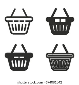 Shopping basket vector icons set. Black Illustration isolated for graphic and web design.