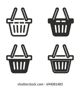 Shopping basket vector icons set. Black Illustration isolated for graphic and web design.