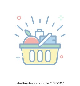 Shopping Basket Vector illustration. Filled Outline Color Icon.