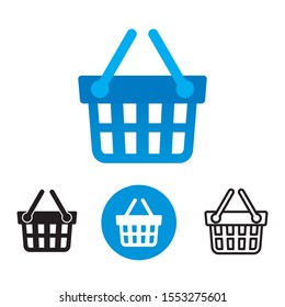 Shopping basket vector illustration with simple flat design isolated on white. Shopping basket icon 