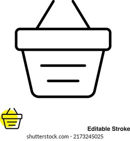 Icono de línea del vector de la cesta de compras