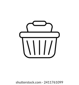 Warenkorb Vektor Line Symbol für Werbung. Geeignet für Bücher, Läden, Geschäfte. Bearbeitbarer Strich in minimalistischem Rahmenstil. Design-Symbol 