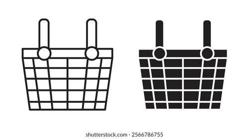 Shopping basket vector line icon illustration