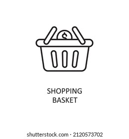 Shopping Basket Vector Outline Icon Design illustration. Banking and Payment Symbol on White background EPS 10 File