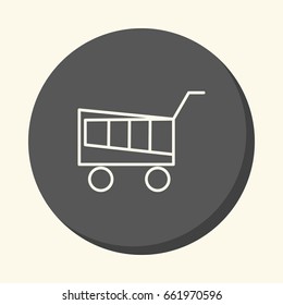 Shopping basket, vector round line icon with volume illusion, simple color change
