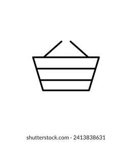 Señal del vector de la cesta de compras. Adecuado para libros, tiendas, tiendas. Actrazo editable con un estilo de contorno minimalista. Símbolo de diseño 