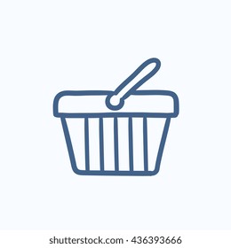Shopping basket vector sketch icon isolated on background. Hand drawn Shopping basket icon. Shopping basket sketch icon for infographic, website or app.