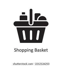 Shopping Basket Vector Solid Icon Design illustration. Banking and Payment Symbol on White background EPS 10 File