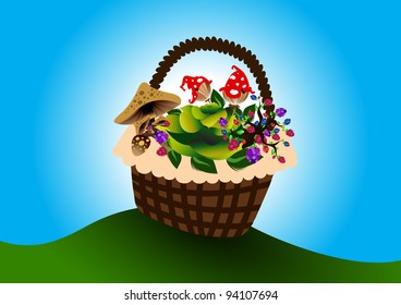 Shopping basket with vegetables
