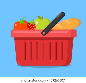 shopping basket with vegetables flat design