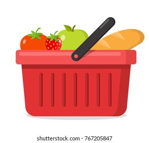 shopping basket with vegetables flat design