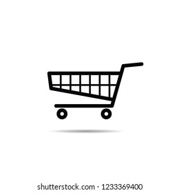 shopping basket with wheel icon on white background