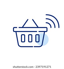 Shopping basket with wifi symbol. Internet orders. Pixel perfect icon