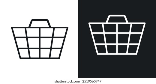 Shopping basketline vector icon set in solid and outline style.