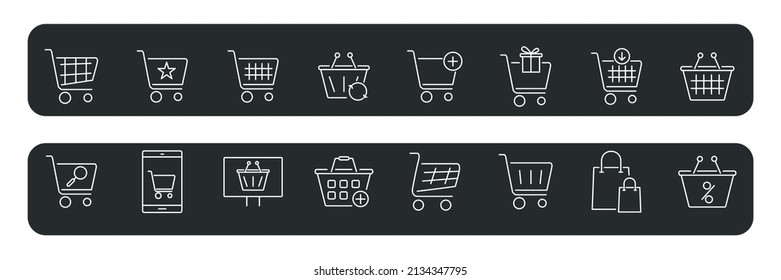 shopping baskets and carts icons set . shopping baskets and carts pack symbol vector elements for infographic web