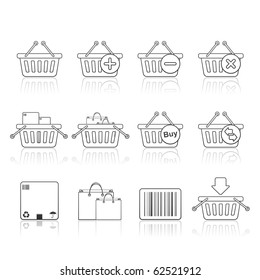 Shopping Baskets icon set 20 - Strokes Series.  Vector EPS 8 format, easy to edit.